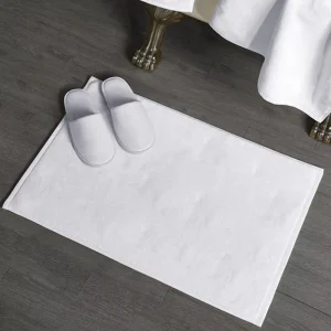 High Quality Customized Knitted Cotton Luxury Bath Mats Solid Color White Super Absorbent Hypoallergenic Hotel Floor Towel