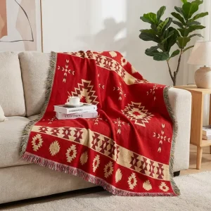 High Quality Customized Woven Jacquard Soft Sofa Blanket Portable Boho Solid Patterns for Home Hotel Decorative