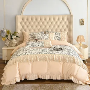 High Quality Digital Printing Home Textiles Beige Cotton Home Textiles Designer Bedding Set