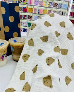 High Quality Double Layer Polyester Muslin Combed Tie Dye Fabric Digital Printed Gauze Crinkled Pajamas for Girls Perfect Bedding