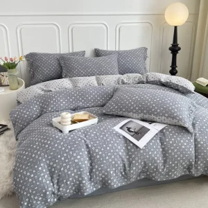 High Quality Eco Friendly Comfortable 200TC Pure Cotton Double Layers Jacquard Full Set Hotel Bedding Four Piece Set Beautiful