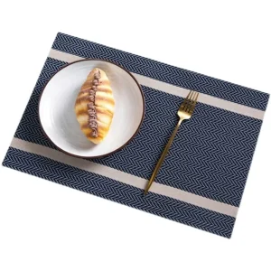 High Quality Elegant Luxury Rectangle PVC Table Mat with Gold Thread Washable Waterproof Household Hotel Placemat