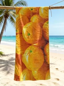 High Quality Factory Price 100% Cotton Custom Fruit Orange Printed Beach Towel for Travel Pool Bath Camping and Holiday Towel