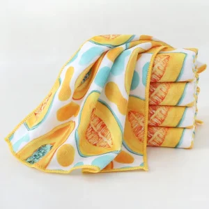 High Quality Fruit Pattern Printing Microfiber Kitchen Towel Customized Size logo Thickened Home Use Cleaning Cloth