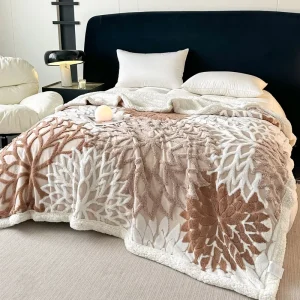 High Quality Gift Machine Made 2kg Sofa Bedding Home Use Warm Soft Modern Solid Thick Striped Flannel Fleece Sherpa Blanket