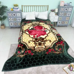 High Quality Good Price Super Soft Fleece Embossed Printed Flower Design 2PLY Warm Winter Raschel Blanket