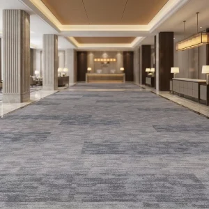 High Quality Gray Waterproof Cushioned Carpet Tiles PP Modular Commercial Floor Carpet Tiles for Office Hotel Hallways