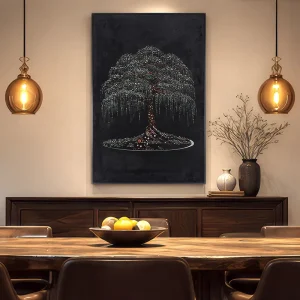 High Quality Hand Jacquard Tapestry Wall Art Sparkling Crystal Bead Wealth Willow Tree for Modern Villa Lounge Interior Decor