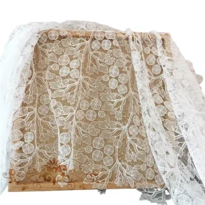 High Quality Hollow White Floral Guipure Sheer Mesh Bridal Lace Fabric for Wedding Dress Lingerie in Stock
