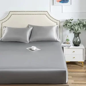 High Quality Home Hotel Bedroom Bedding Set Modern Luxury Plain Premium Super Soft Comfortable Silky Touch Satin