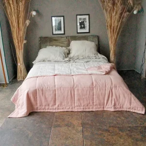 High Quality Home Solid Color Organic Breathable Bedroom Throw Linen Cotton Bed Blanket