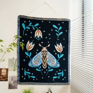 High Quality Jacquard Tapestry Throw Blanket Custom Size Brightly Colored Pattern Skin Friendly Polyester Cotton All Season