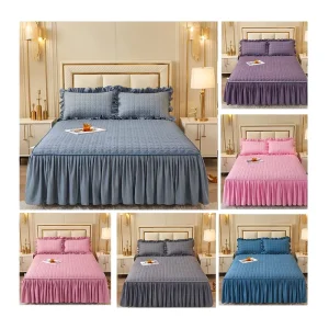 High Quality King Size Adjustable Elastic Ruffled Bed Skirt