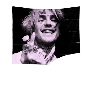 High Quality Lil Peep Tapestry Wall Hanging Aesthetic Hipster Rapper Art Print Bedroom Decor Landscape Pattern Cotton Linen