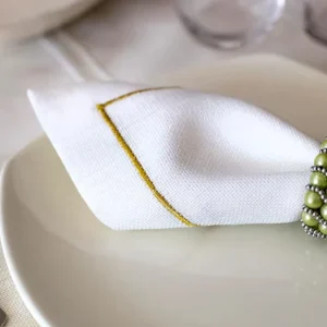 High Quality Linen Napkins and Placemats Scalloped Edge Embroidered Napkin for Weddings Parties