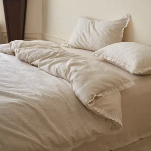 High Quality Linen Pleated Gauze Bedding Set Lily of the Valley Floral Linen Sheets & Linen Bed Cover