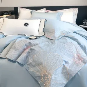 High Quality Luxury Embroidered Pure Cotton Knit Four Piece Set Duvet Cover Bed Sheet