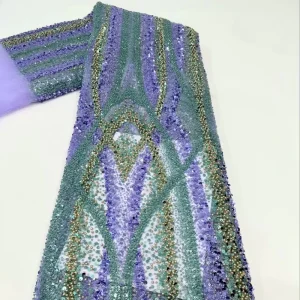 High Quality Luxury Mesh Flower Embroidery Heavy Wedding Sequin Beaded Lace Fabric