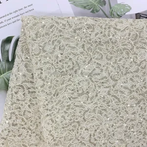 High Quality Luxury Nigerian Embroidery Chiffon Fabric Netting Floral Lace for Party Dresses Sequined Lace Fabric