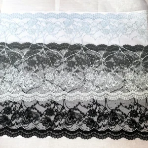 High Quality Luxury Silver Thread Embroidery Water Soluble Elastic Lace for Curtain Decorative Clothing Accessories