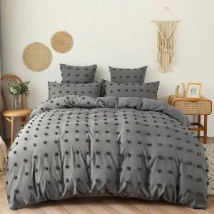 High Quality Luxury Solid Super Soft Bedding Comforter Set With Pompom