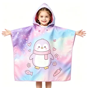 High Quality Microfiber Kids Print Beach Towel Poncho Super Soft Skin friendly Quick Dry Children Swimming Hooded Poncho Towel
