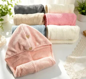 High Quality Microfiber Solid Color Hair Drying Towel Double Layers Quick Dry Shower Head Wrap Hat Custom Logo Modern