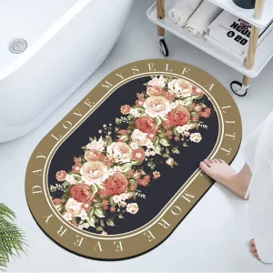 High Quality Minimalist Kitchen and Bathroom Eco Friendly Water Absorbent Anti Slip Print Rubber Door Mat