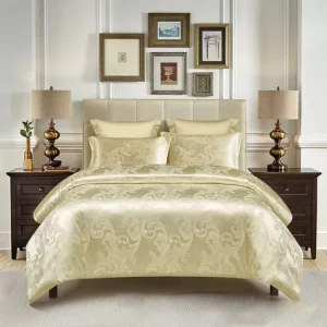 High Quality Modern King Satin Jacquard Silk Look 400TC Eco Friendly Durable 3 Piece Bed Sheet Set Luxury Quilt Cover All Season