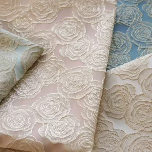 High Quality New Design 100% Polyester Woven Customize Fashion 3D Gold Flower Yarn Dyed Brocade Jacquard Fabrics for Dress