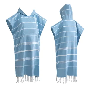 High Quality Organic Cotton Poncho Towel Adults Children Windproof Thickened Hooded Design Factory Home Sports Striped