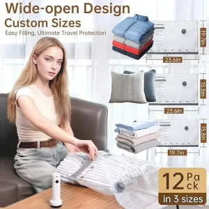 High Quality PA PE Vacuum Compression Storage Bags, Electric Manual Pump for Bedding, Clothes, Blanket