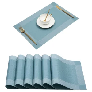 High Quality PVC Placemat Table Decoration Mats Set for Restaurant Hotel Luxury Gold Plastic Woven Dinner Dining Plate Dish Mat