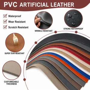 High Quality PVC Synthetic Nappa Leather Car Seat Interior Embossed Faux Polyester Fabric Water Resistant Knitted Backing Roll