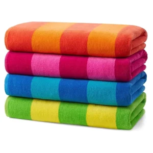 High Quality Personalised Custom 100% Cotton Sunbed Sand Free Travel Yoga Bath Stripe Beach Towel
