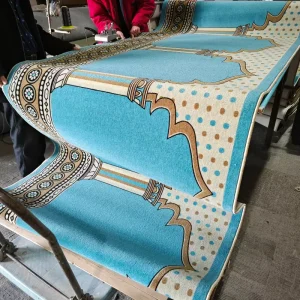 High Quality Polyester 7mm Fireproof Soft Jacquard High Pile PET Friendly Prayer Mat Rug Custom Design Muslim Home Use