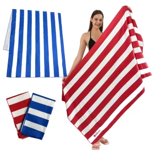 High Quality Printed Large Fast Quick Dry Super Absorbent Light Weight Sand Free Striped Microfiber Beach Towel
