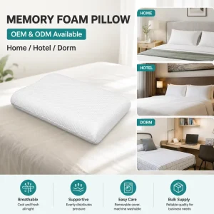 High Quality Professional Medium Support Bed Pillows for Neck Back Pain Relief Zipped Memory Foam Pillows