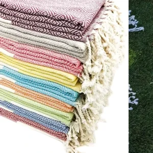 High Quality Quick Drying Cotton Turkish Beach Towel Oversized Striped Tropical for Adults Customizable Factory Gift