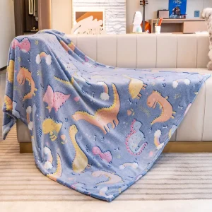 High Quality Raschel Blanket Super Soft Warm Kids Throw Luminous All Seasons Cartoon Print