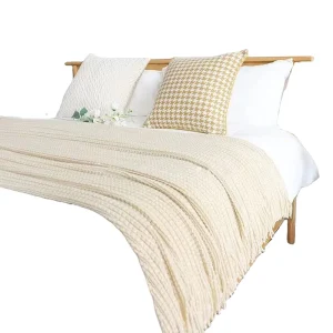 High Quality Raschel Knitted Throw Blanket with Fringe