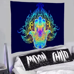 High Quality Ready Ship Custom Muslim Animal Printed Hippie Trippy Psychedelic Tapestry Wall Hanging Polyester Peach