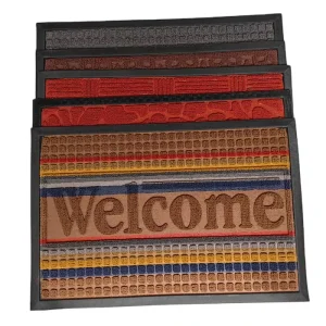 High Quality Reversible Jacquard Loop Pile Door Mat Anti Slip Easy Clean Puzzle Rubber Mat for Indoor Outdoor Use Washable