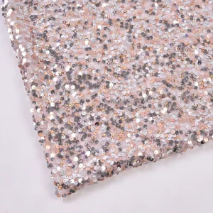 High Quality Rose Gold Sequin Fabric Sparkly Mesh Tulle for Evening Gown Party Wedding Dress Backdrop Decoration