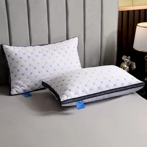 High Quality Soft 100% Polyester Feathered Velvet Filled 200TC Thread Count Hilton Solid Pattern Hotel Bed Pillow