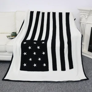 High Quality Soft Cozy American Flag Knitted Blanket with Home Decoration for Adults