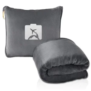 High Quality Soft Custom Color 2 in 1 Trip Airplane Portable Bags Pillowcase Backpack Travel Blankets Throws and Pillow Set