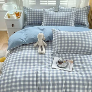 High Quality Soft Four Piece Bedding Set New Trend Thickened Jacquard Brushed Washed Cotton for King Queen Full Sizes Direct