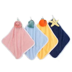 High Quality Soft Microfiber Coral Velvet Baby Face Wash Cloth Towel Plush Toy Hand Towel for Kids Bath