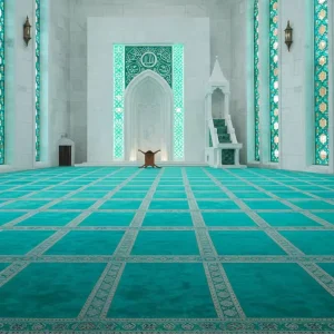 High Quality Soft Muslim Rug Persian Style Blue All Over Wall to Wall Printed Rug Muslim Prayer Rug